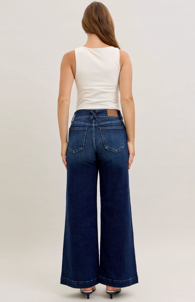 Judy Blue HW Trouser Wide Leg-Denim-Judy Blue-Three Birdies Boutique, Women's Fashion Boutique Located in Kearney, MO