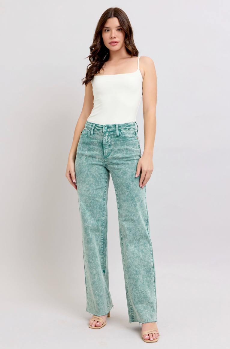Judy Blue Sea Green Dad Jean-Denim-Judy Blue-Three Birdies Boutique, Women's Fashion Boutique Located in Kearney, MO
