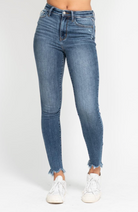 HW Skinny w/ Destroy & Shark Bit Hem-Denim-Judy Blue-Three Birdies Boutique, Women's Fashion Boutique Located in Kearney, MO