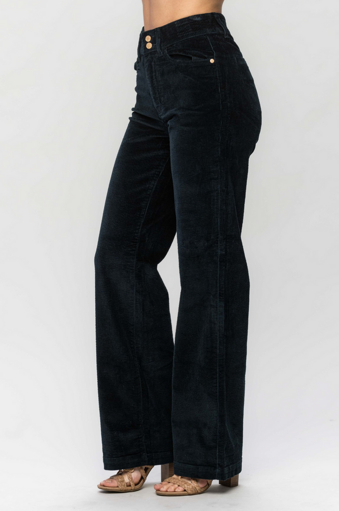 Judy Blue Overdyed Corduroy Trouser Wide Leg-Denim-Judy Blue-Three Birdies Boutique, Women's Fashion Boutique Located in Kearney, MO