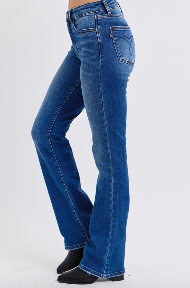 Judy Blue Thermal Bootcut Jeans-Denim-Judy Blue-Three Birdies Boutique, Women's Fashion Boutique Located in Kearney, MO