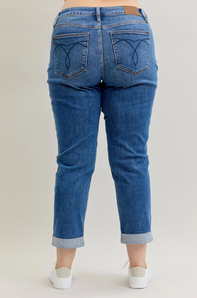 Judy Blue Classic Cuff Boyfriend-Denim-Judy Blue-Three Birdies Boutique, Women's Fashion Boutique Located in Kearney, MO