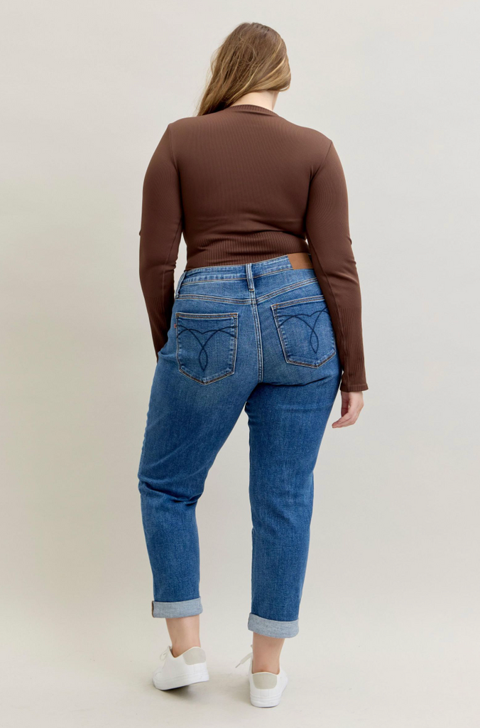 Judy Blue Classic Cuff Boyfriend-Denim-Judy Blue-Three Birdies Boutique, Women's Fashion Boutique Located in Kearney, MO