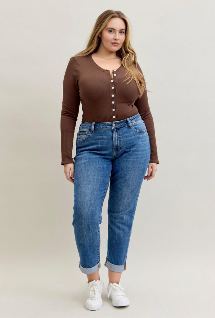 Judy Blue Classic Cuff Boyfriend-Denim-Judy Blue-Three Birdies Boutique, Women's Fashion Boutique Located in Kearney, MO