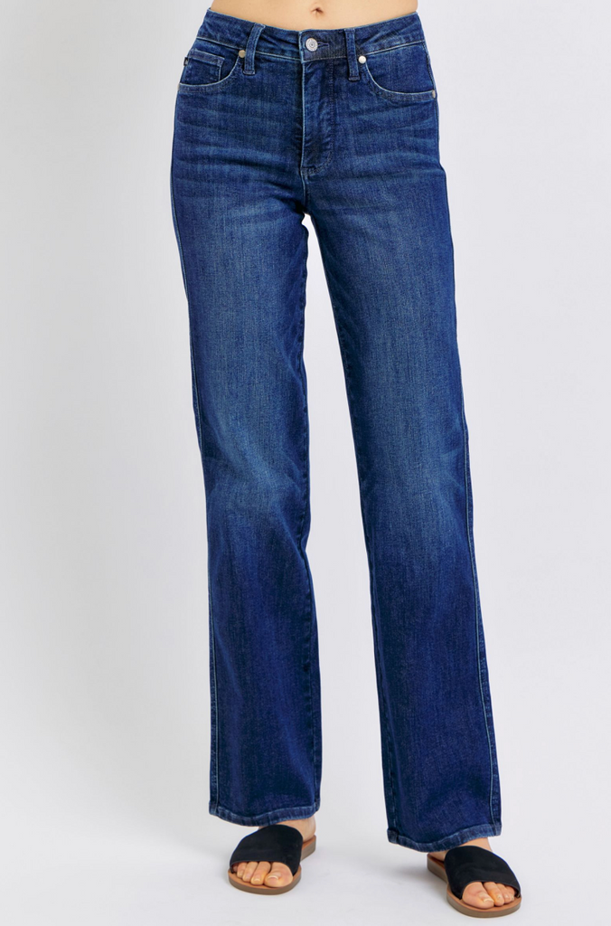 Judy Blue MR Petite Straight Tummy Control Classic-Denim-Judy Blue-Three Birdies Boutique, Women's Fashion Boutique Located in Kearney, MO