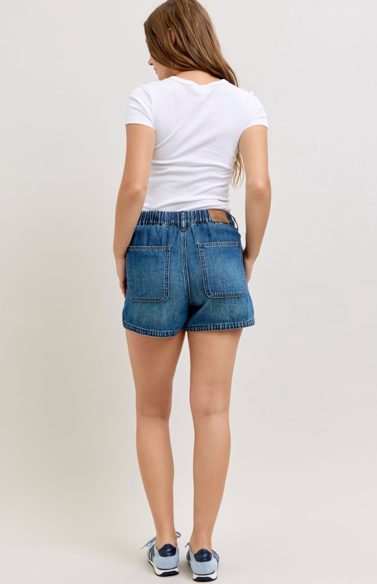 HW Feather Boxer Shorts-Shorts-Judy Blue-Three Birdies Boutique, Women's Fashion Boutique Located in Kearney, MO