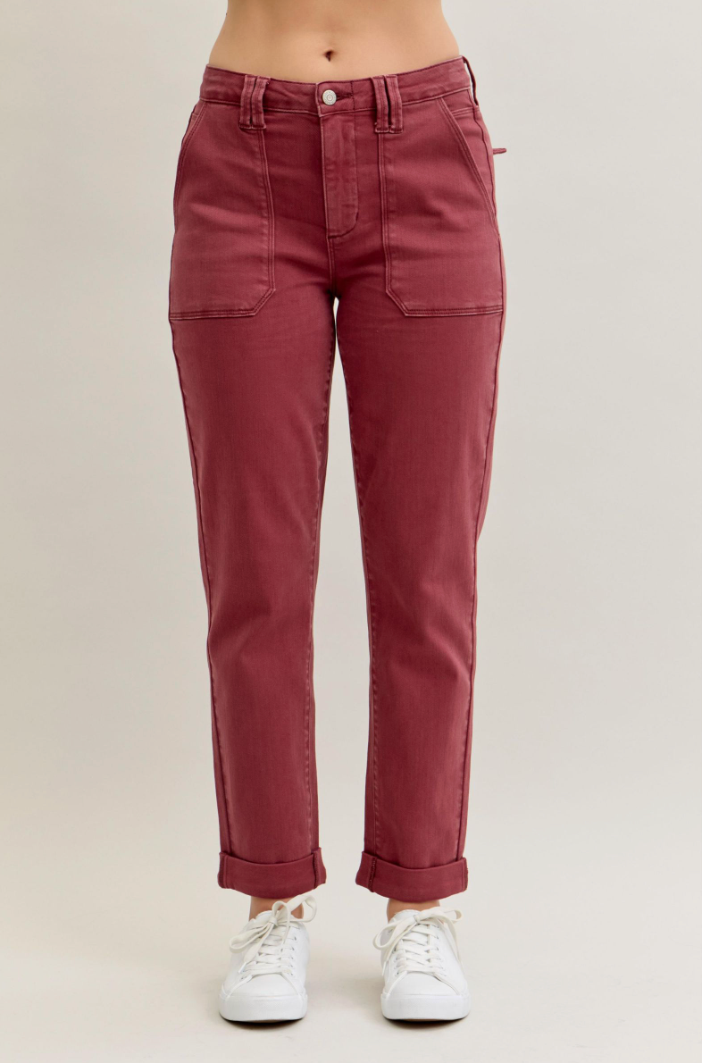 Judy Blue Aurora Weekender: Haute Red-Denim-Judy Blue-Three Birdies Boutique, Women's Fashion Boutique Located in Kearney, MO