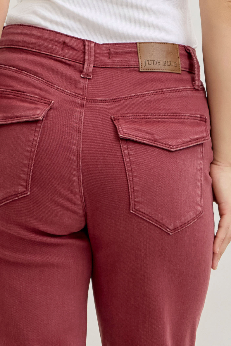 Judy Blue Aurora Weekender: Haute Red-Denim-Judy Blue-Three Birdies Boutique, Women's Fashion Boutique Located in Kearney, MO