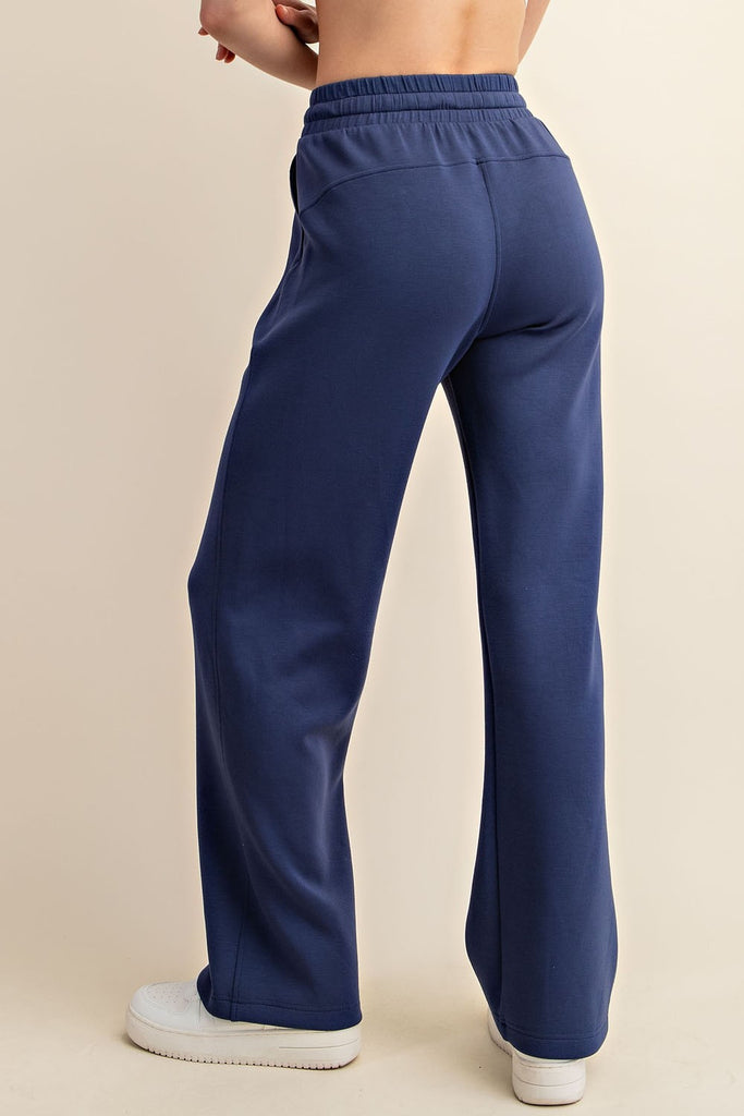 Rae Mode Luxe Straight Leg Pants in Smoky Navy-Pants-Rae Mode-Three Birdies Boutique, Women's Fashion Boutique Located in Kearney, MO