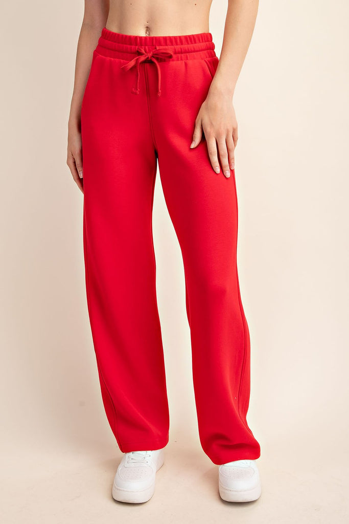 Rae Mode Luxe Straight Leg Pants in True Red-Pants-Rae Mode-Three Birdies Boutique, Women's Fashion Boutique Located in Kearney, MO