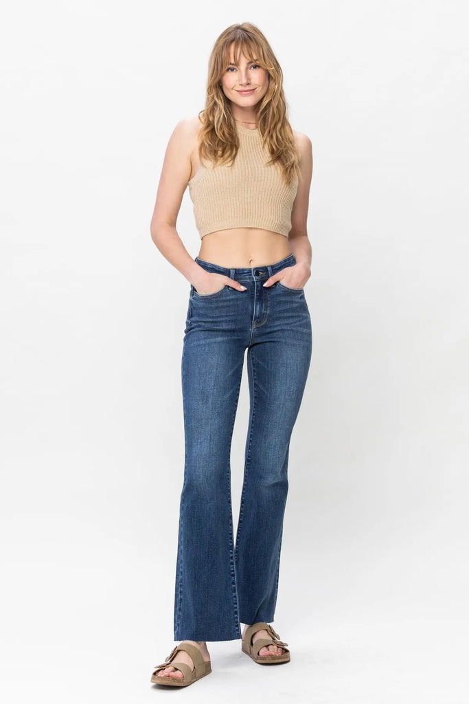 Judy Blue Contrast Wash Bootcut-Denim-Judy Blue-Three Birdies Boutique, Women's Fashion Boutique Located in Kearney, MO