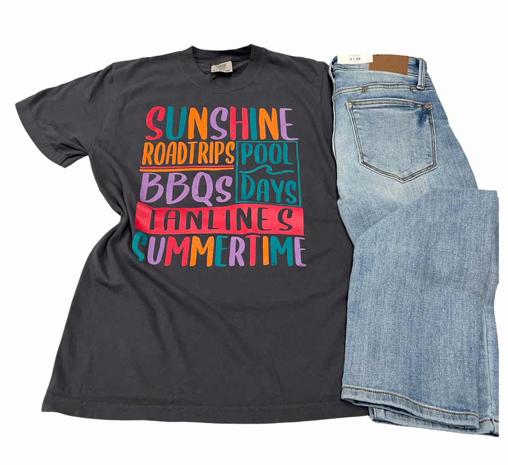 Sunshine Summertime Graphic Tee-Graphic Tees-Tres Birdos Graphic Tees-Three Birdies Boutique, Women's Fashion Boutique Located in Kearney, MO