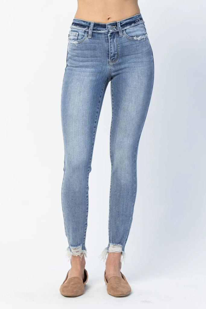 Judy Blue Mid-Rise Waistband Detail Skinny