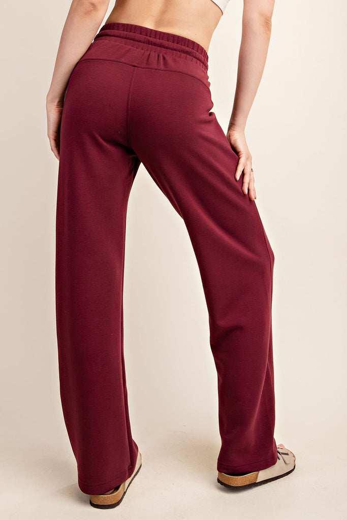 Rae Mode Luxe Straight Leg Pants in Wine-Pants-Rae Mode-Three Birdies Boutique, Women's Fashion Boutique Located in Kearney, MO