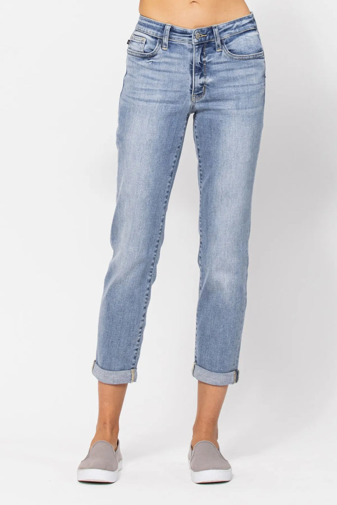 Judy Blue Bleach Wash Boyfriend Jeans-Denim-Judy Blue-Three Birdies Boutique, Women's Fashion Boutique Located in Kearney, MO