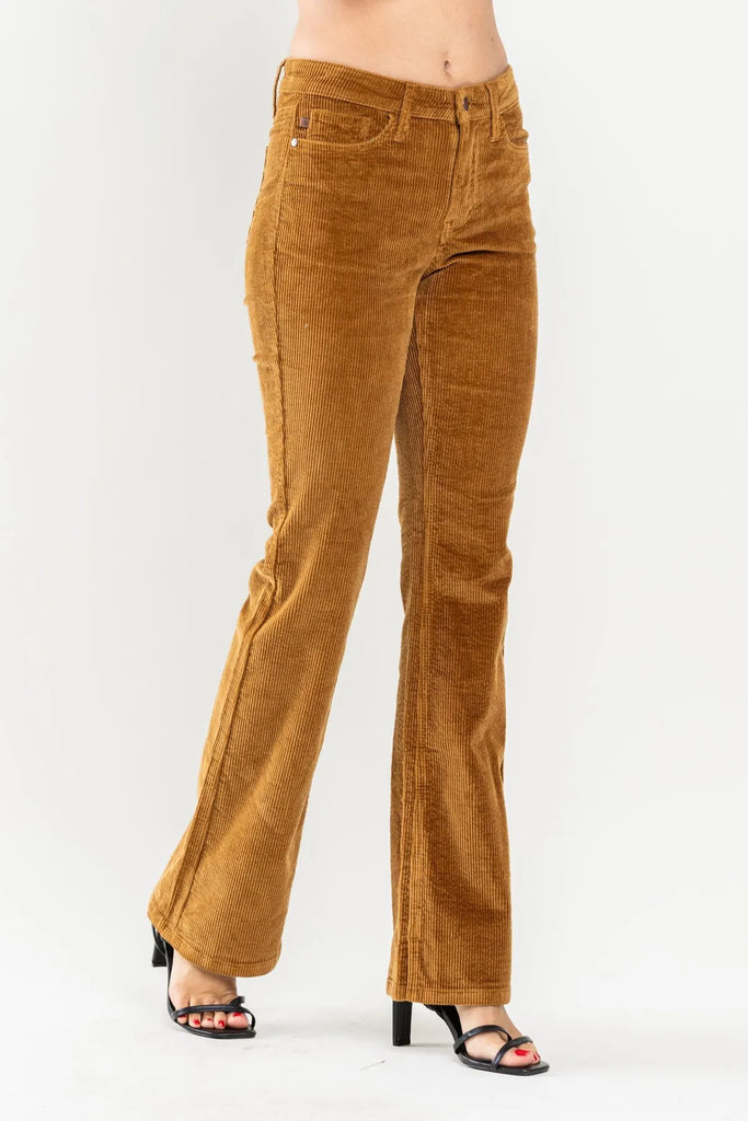 Judy Blue Camel Corduroy Bootcut-Denim-Judy Blue-Three Birdies Boutique, Women's Fashion Boutique Located in Kearney, MO