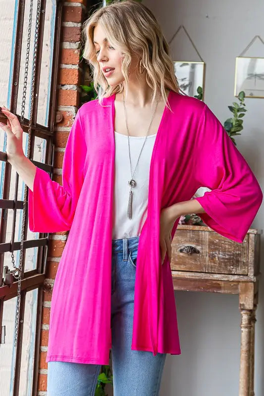 Bell Sleeve Open Cardigan-Kimono-Heimish-Three Birdies Boutique, Women's Fashion Boutique Located in Kearney, MO
