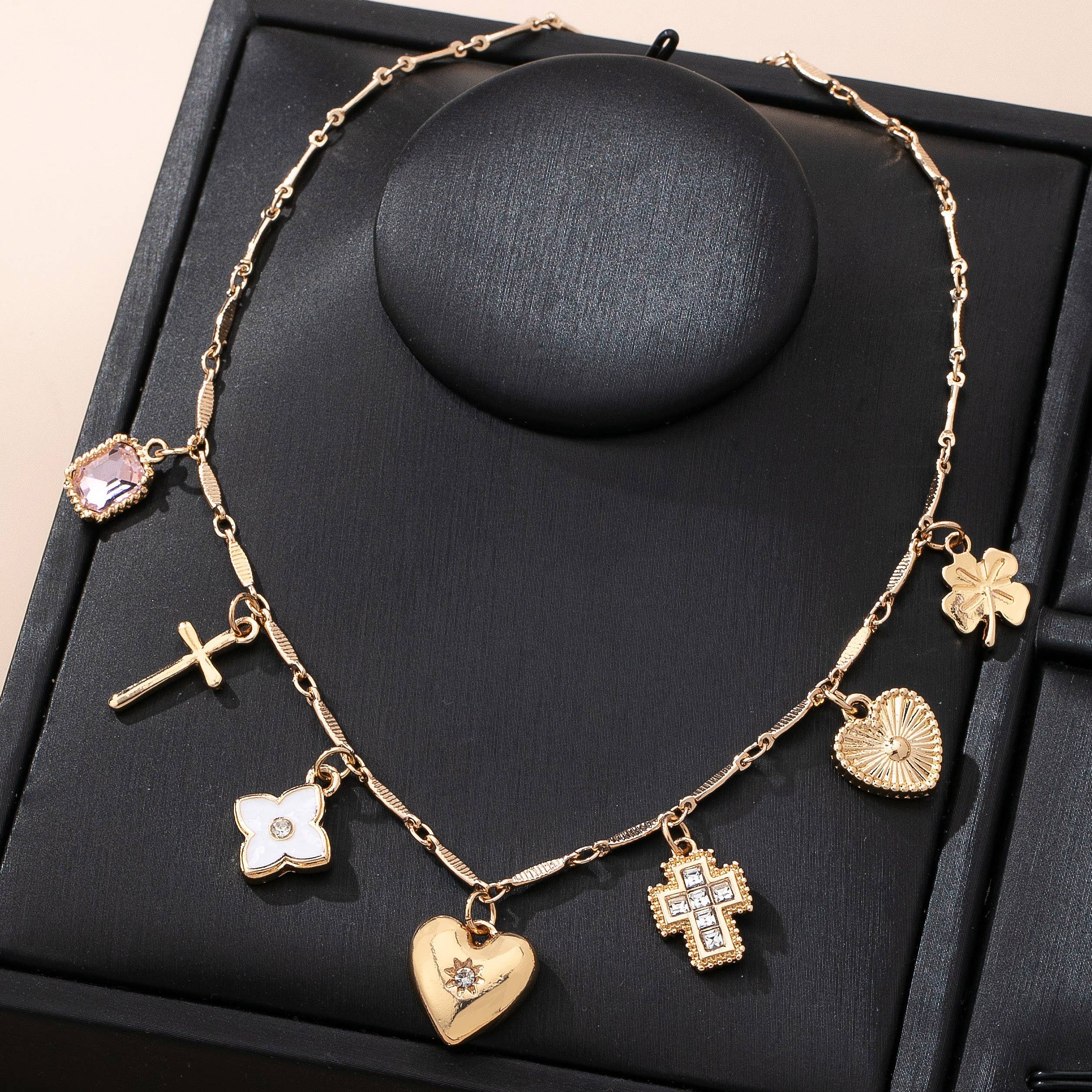 Charm Necklace – Crosses, Hearts, Flowers, Clovers { product_type }}