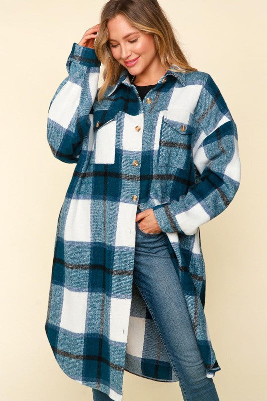 Plaid Flannel Duster Shacket-Outerwear-Haptics-Three Birdies Boutique, Women's Fashion Boutique Located in Kearney, MO