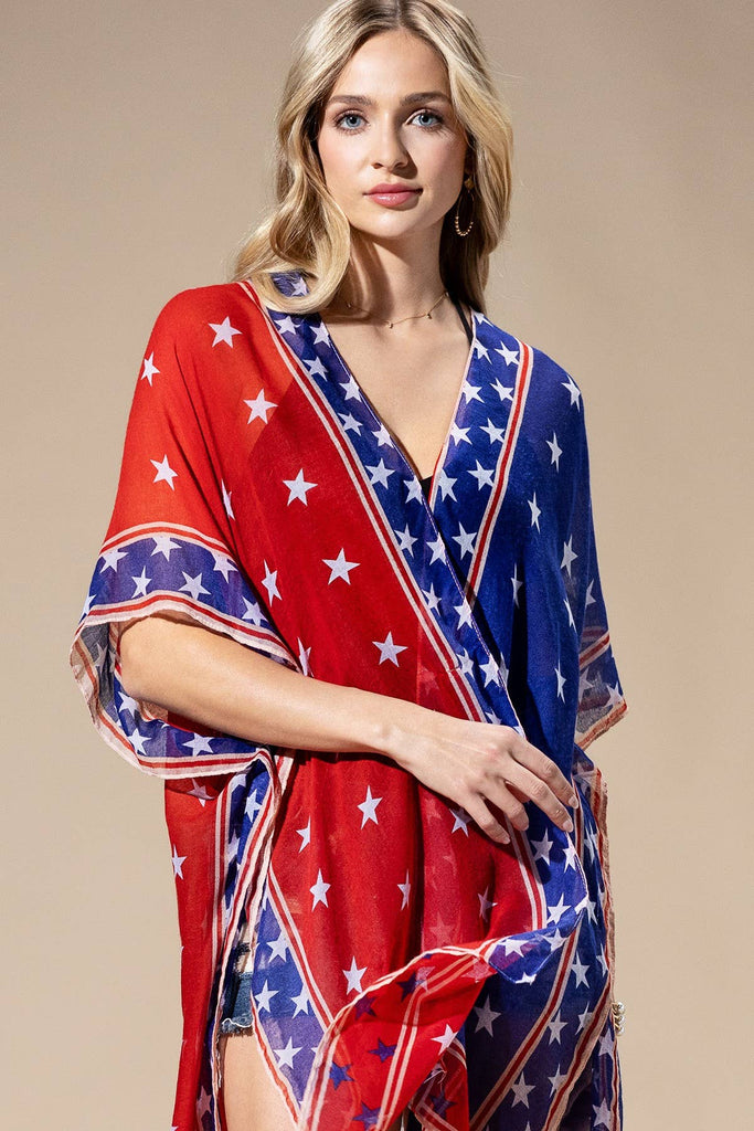 American Flag Kimono-Urbanista-Three Birdies Boutique, Women's Fashion Boutique Located in Kearney, MO