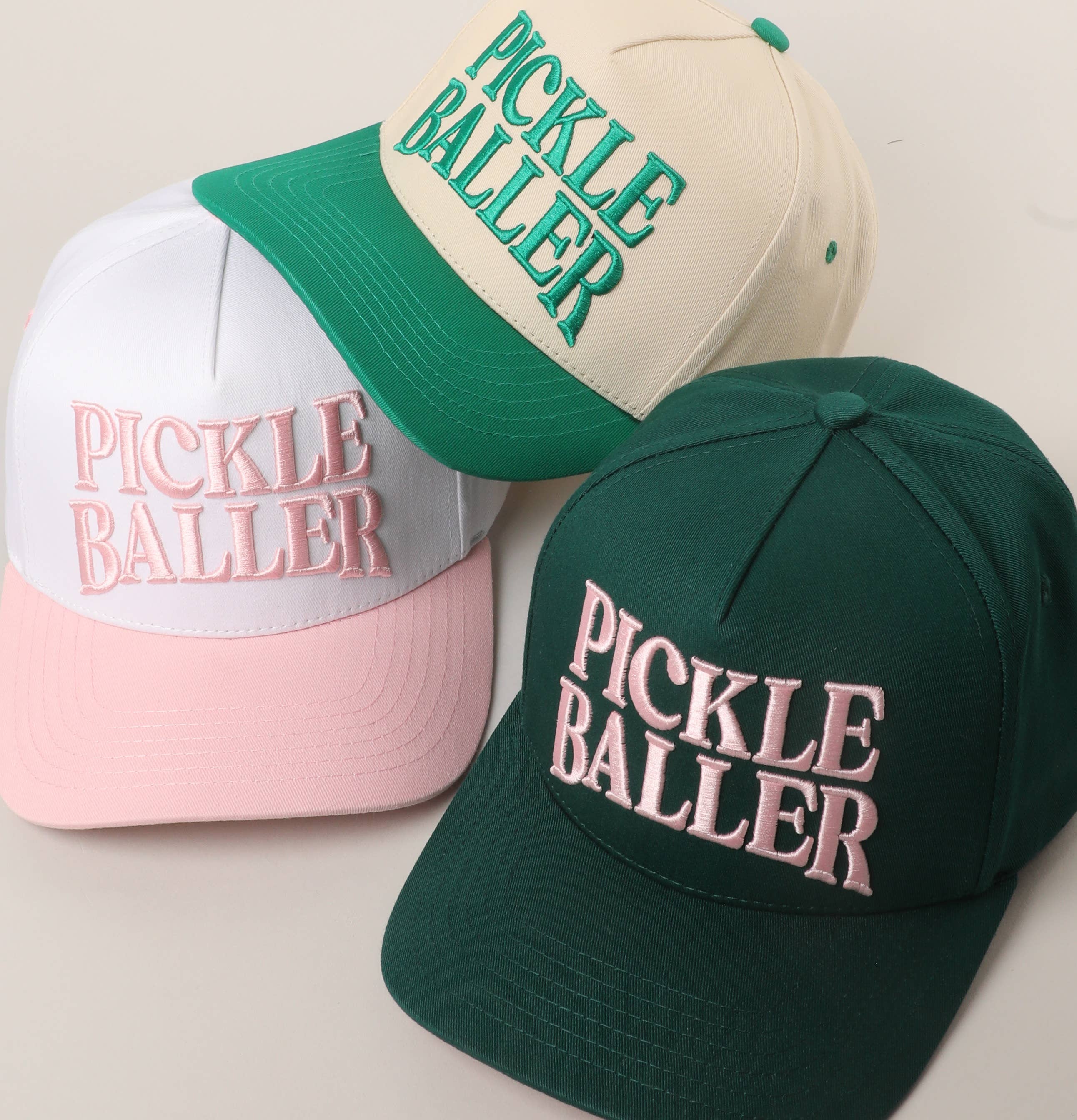 PICKLE BALLER 3D Letter Embroidery Two-Tone Trucker Hat: LPK / ONE SIZE { product_type }}