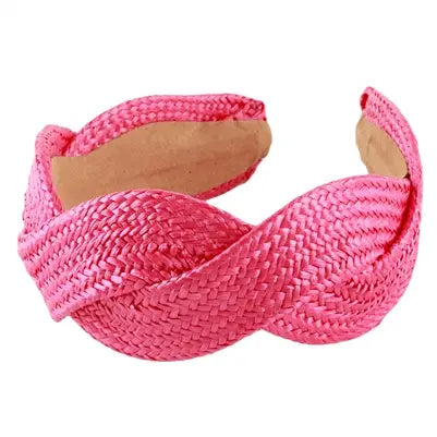 Hot Pink Rattan Braided Headband-Apparel & Accessories-What's Hot-Three Birdies Boutique, Women's Fashion Boutique Located in Kearney, MO