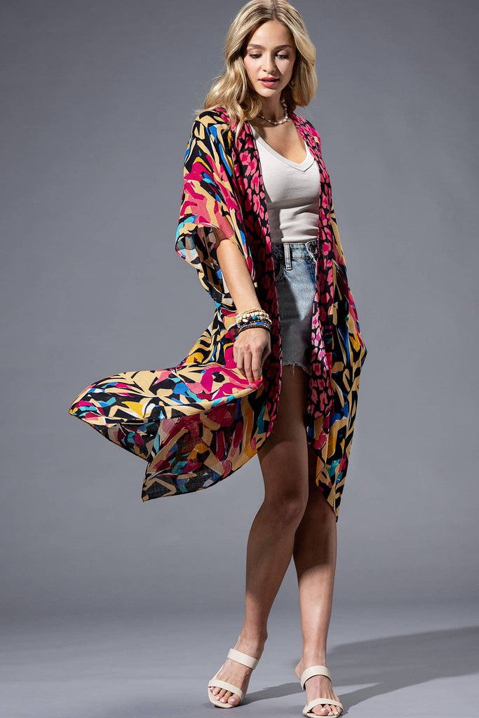 Abstract Multi Kimono-Urbanista-Three Birdies Boutique, Women's Fashion Boutique Located in Kearney, MO