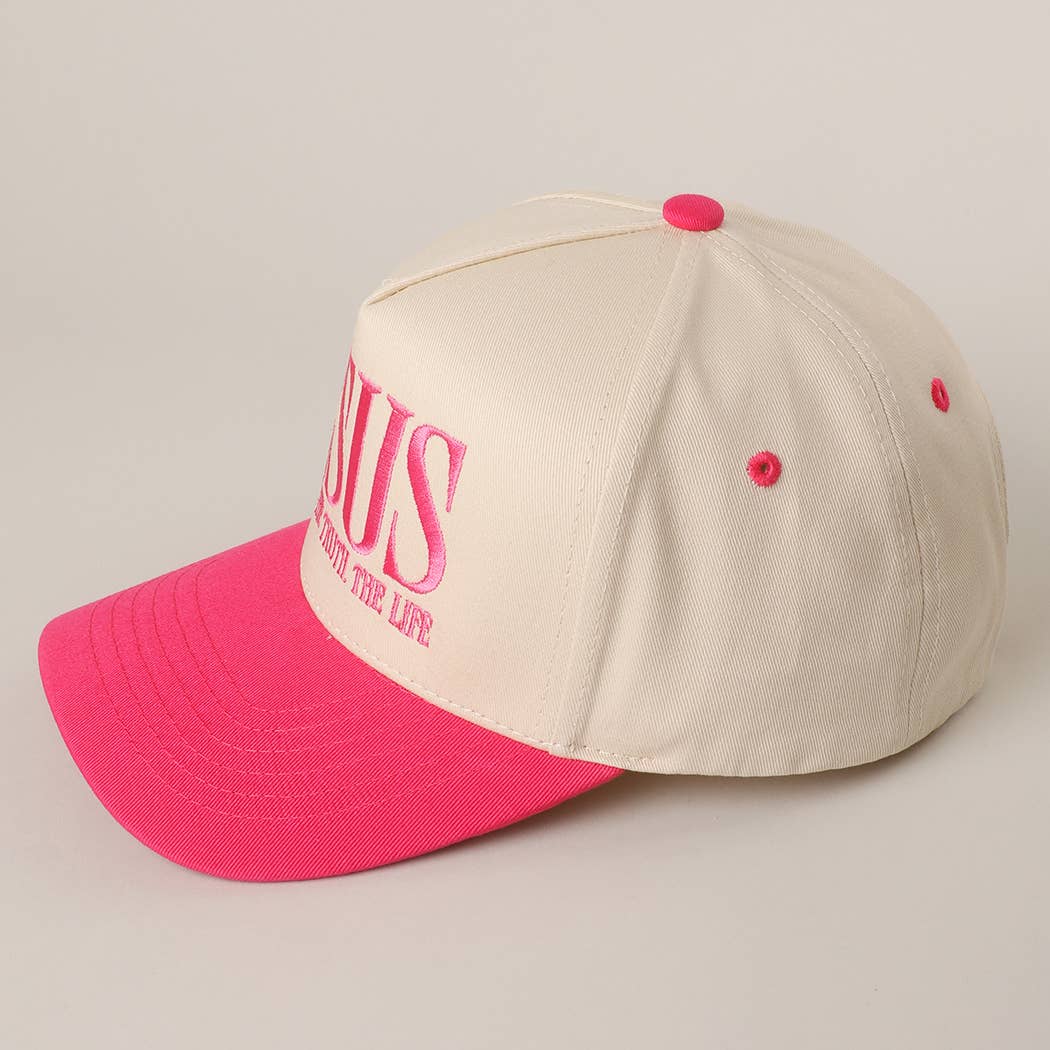 JESUS Typography Embroidered Trucker Hat : BLACK / One Size { product_type }}