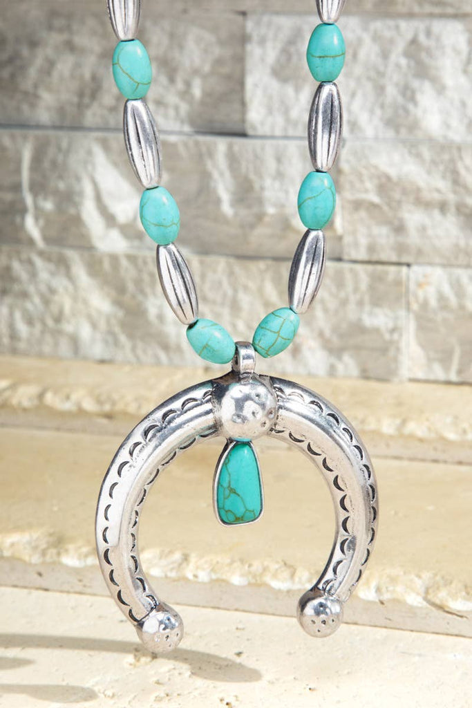 Squash Blossom Necklace: Turquoise(SBTQ) / OS-Urbanista-Three Birdies Boutique, Women's Fashion Boutique Located in Kearney, MO