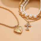 Layered Gold Heart Locket Necklace { product_type }}