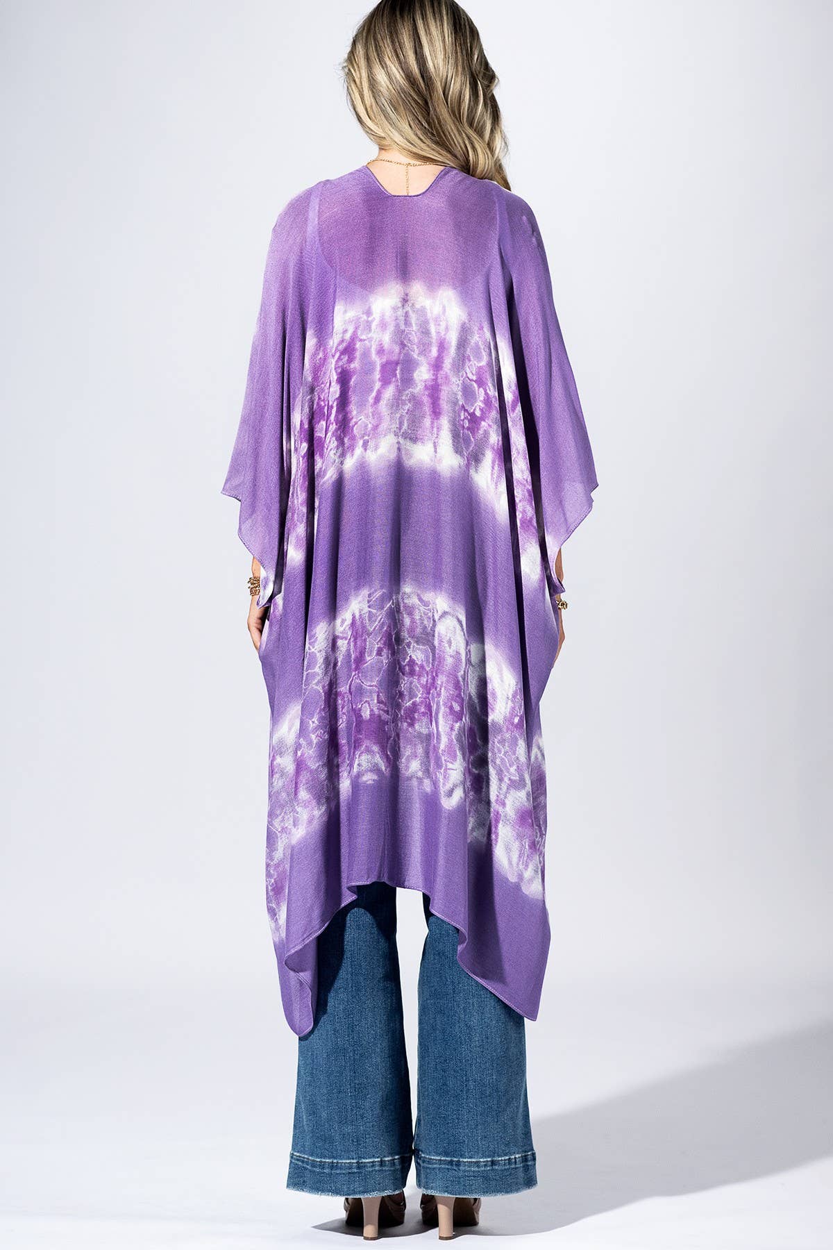 Lavender Tie-Dye Border Kimono { product_type }}