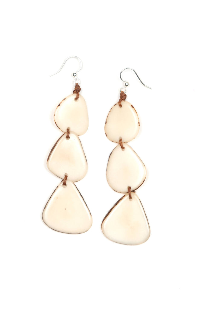 Bali Earrings: Ivory/Chestnut/Onyx Black-Organic Tagua Jewelry-Three Birdies Boutique, Women's Fashion Boutique Located in Kearney, MO