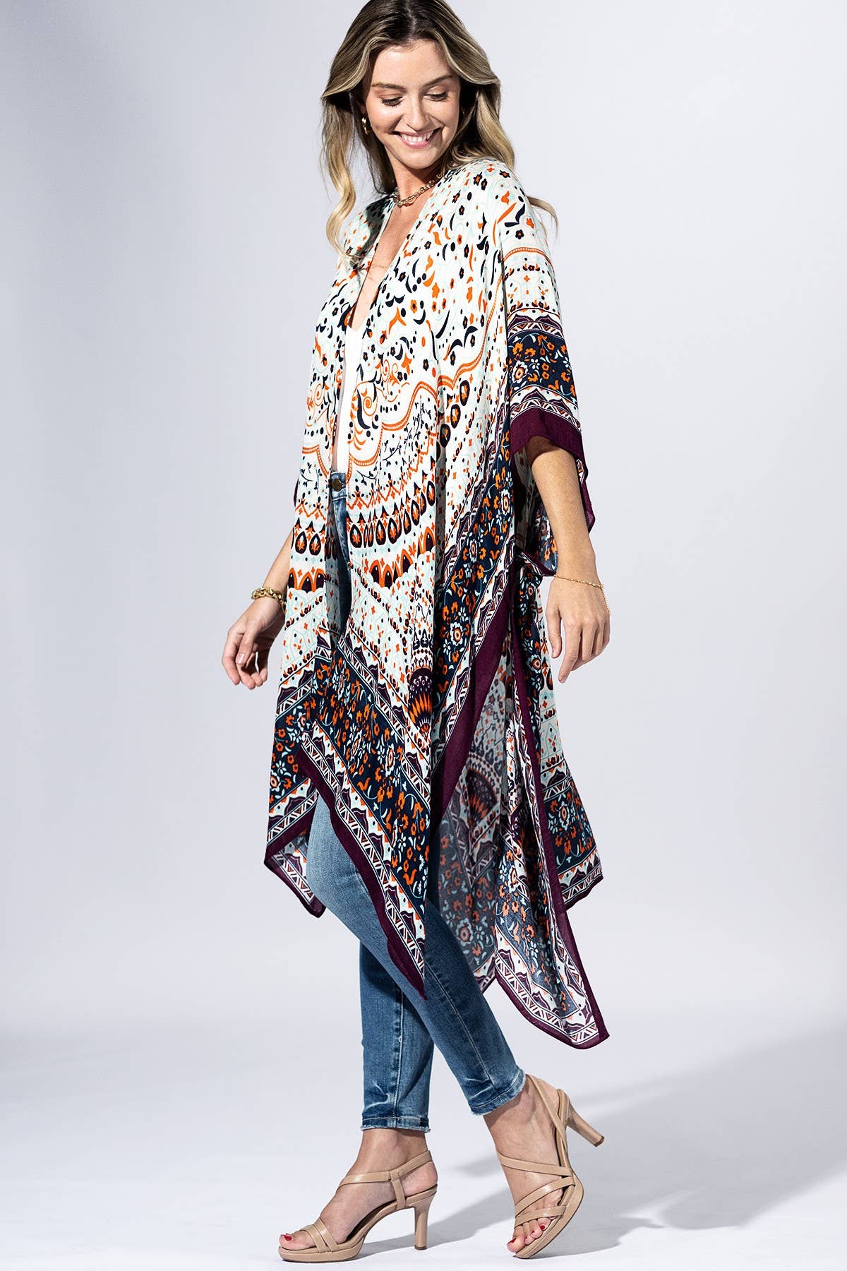 Boho Mosaic Border Kimono { product_type }}