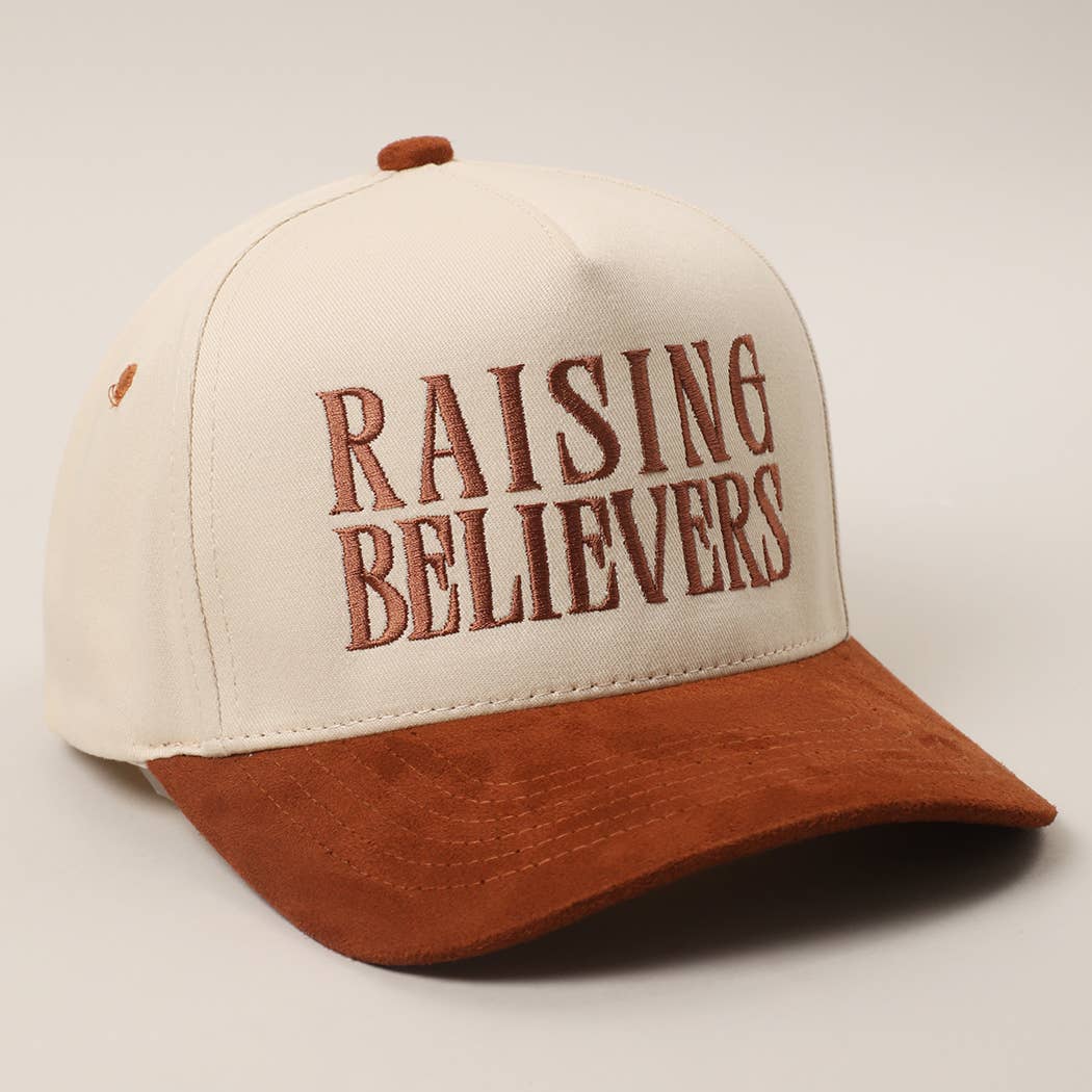 RAISING BELIEVERS Suede Two-Tone Trucker Hat: BLK / One Size { product_type }}