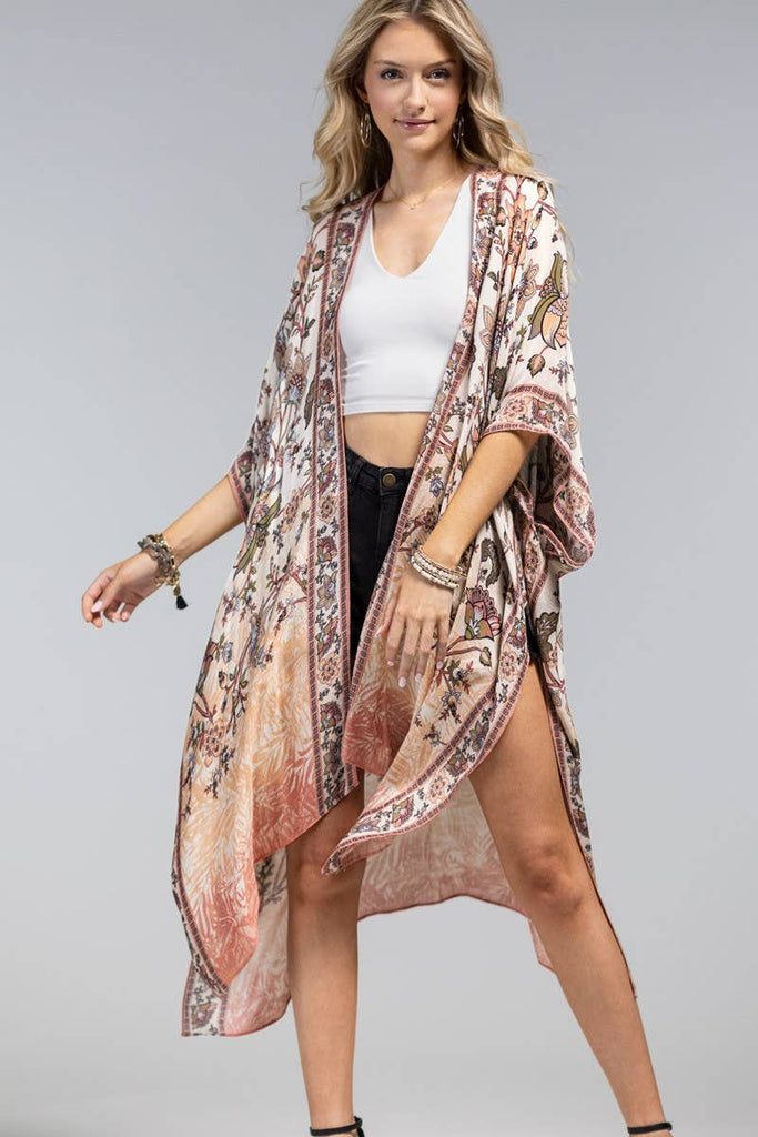 Shalimar Floral Kimono-Urbanista-Three Birdies Boutique, Women's Fashion Boutique Located in Kearney, MO