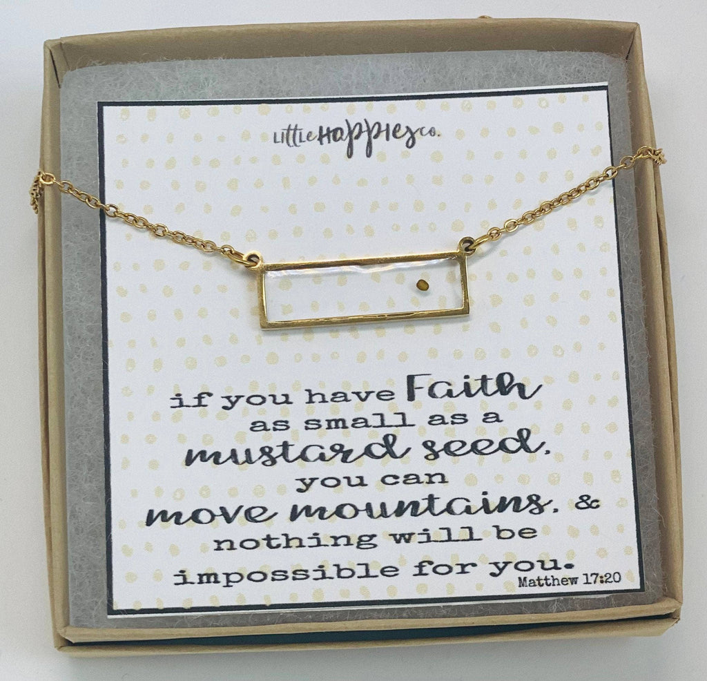 Real mustard seed necklace, Encouragement gift, Mustard seed: Gold-Little Happies Co-Three Birdies Boutique, Women's Fashion Boutique Located in Kearney, MO