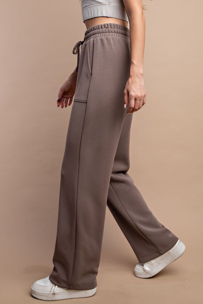 Rae Mode Straight Lounge Pants in Mocha-Joggers-Rae Mode-Three Birdies Boutique, Women's Fashion Boutique Located in Kearney, MO