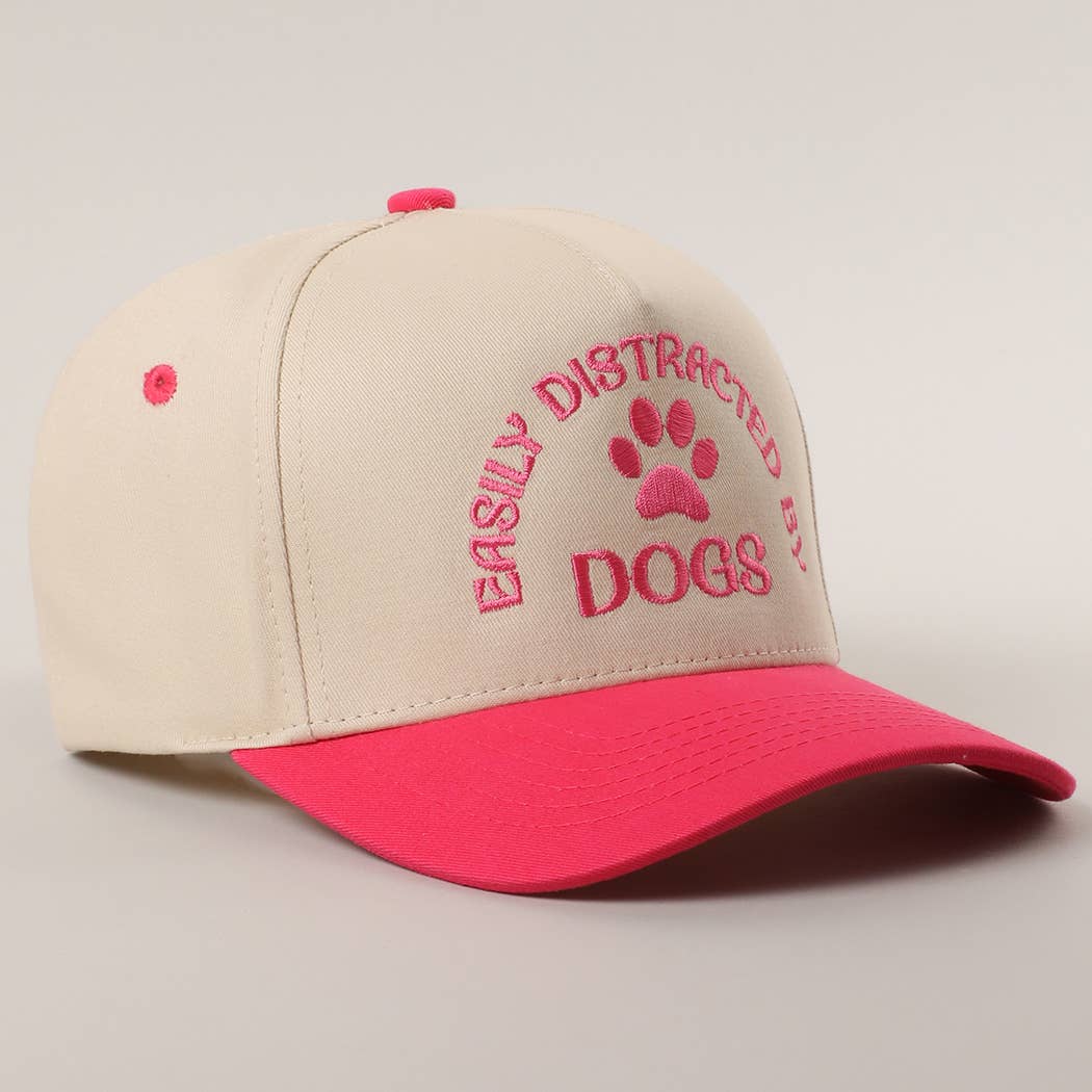 EASILY DISTRACTED BY DOGS Embroidered Trucker Hat: BLACK / One Color { product_type }}