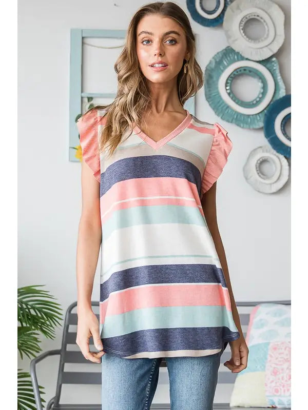 Seaside Bay Ruffled Top-Shirts & Tops-Heimish-Three Birdies Boutique, Women's Fashion Boutique Located in Kearney, MO