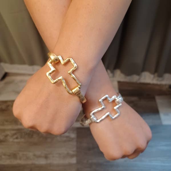 Cross Cuff Bracelet: Gold { product_type }}