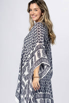 Indigo Mosaic Border Kimono { product_type }}
