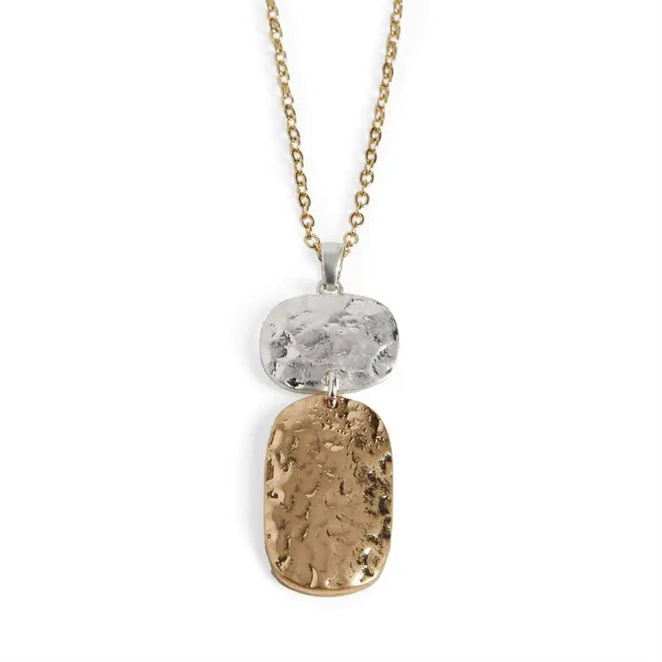 Two-Shape Hammered Metal Necklace-Necklace-Whispers-Three Birdies Boutique, Women's Fashion Boutique Located in Kearney, MO