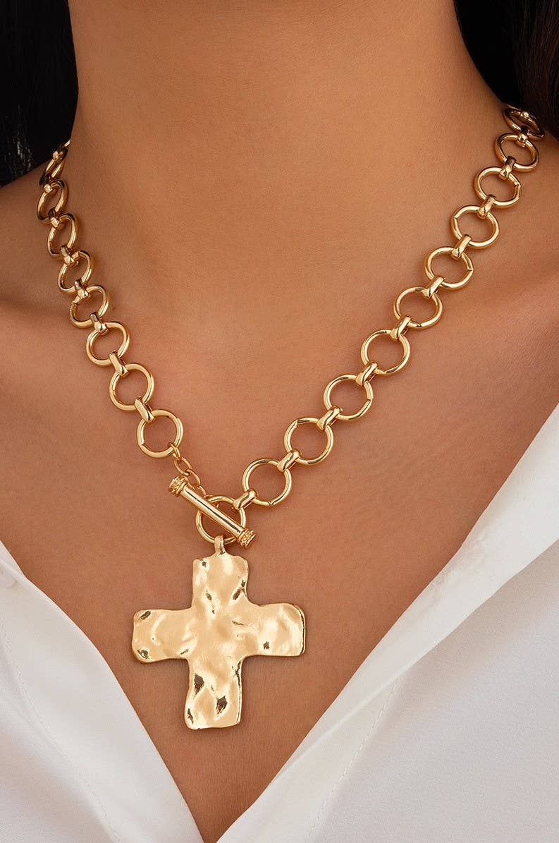 Silver Chunky Cross Necklace { product_type }}