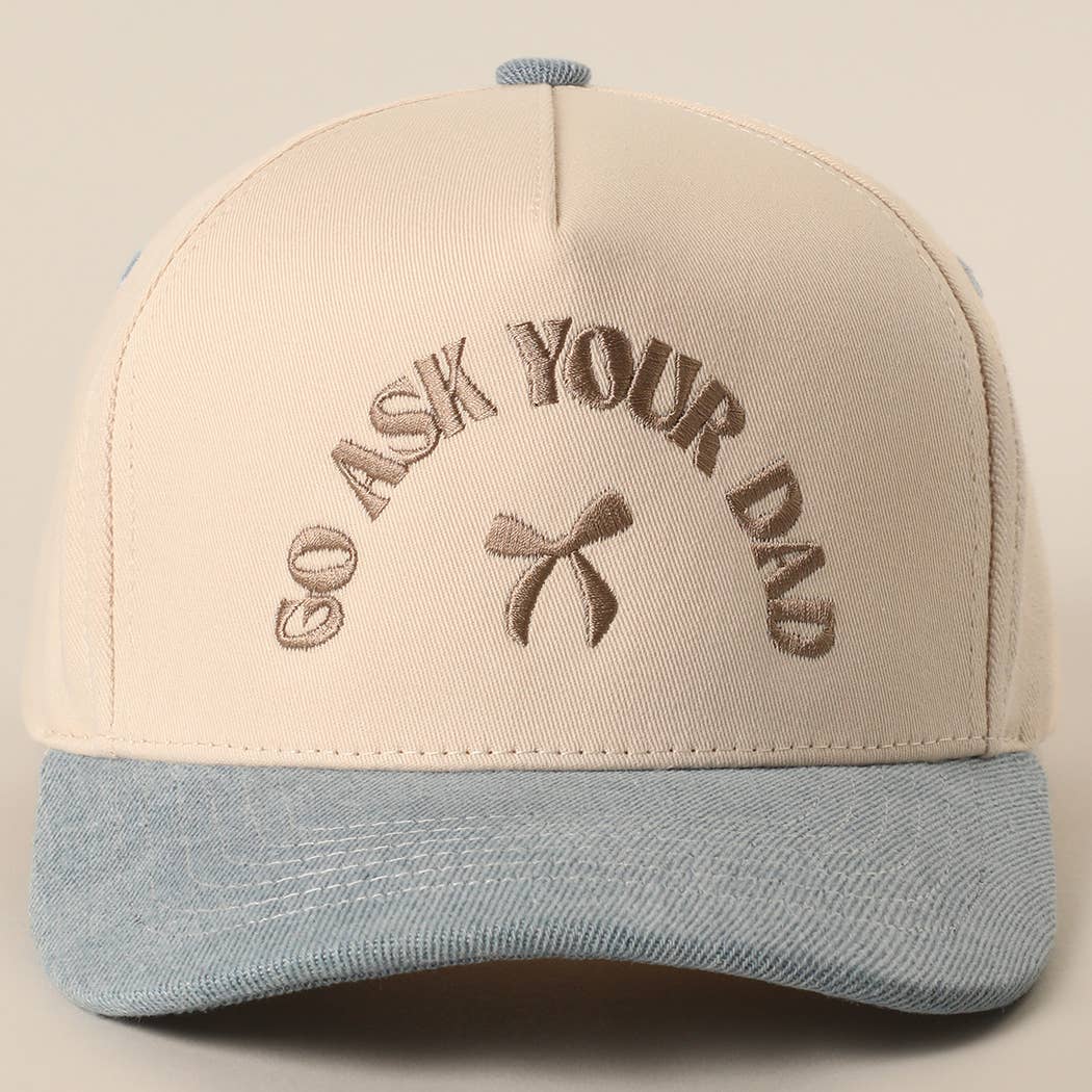 GO ASK YOUR DAD Embroidery Two-Tone Trucker Hat: HOT PINK / One Size { product_type }}