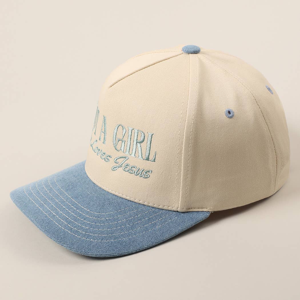 Just A Girl Who Loves Jesus Embroidery Trucker Hat: Hot Pink / ONE SIZE { product_type }}