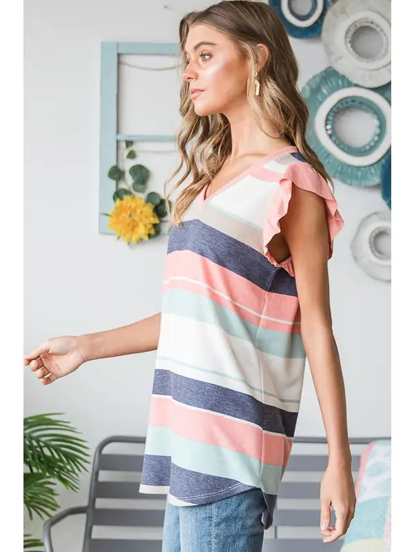 Seaside Bay Ruffled Top-Shirts & Tops-Heimish-Three Birdies Boutique, Women's Fashion Boutique Located in Kearney, MO