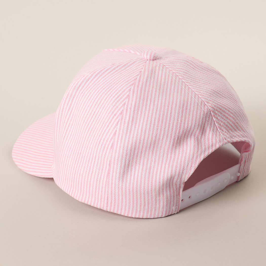 MAMA Embroidered Striped Trucker Hat : PINK/PINK { product_type }}