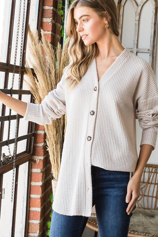 Button Down Ribbed Cardigan-Cardigan-Heimish-Three Birdies Boutique, Women's Fashion Boutique Located in Kearney, MO
