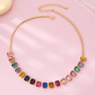 Rainbow Emerald-Cut Gemstone Statement Necklace { product_type }}