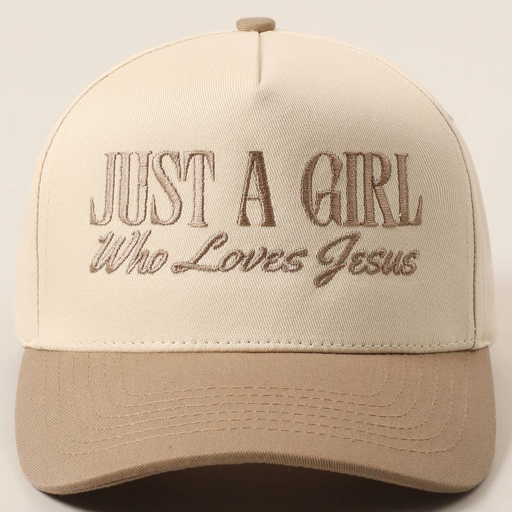 Just A Girl Who Loves Jesus Embroidery Trucker Hat: Hot Pink / ONE SIZE { product_type }}
